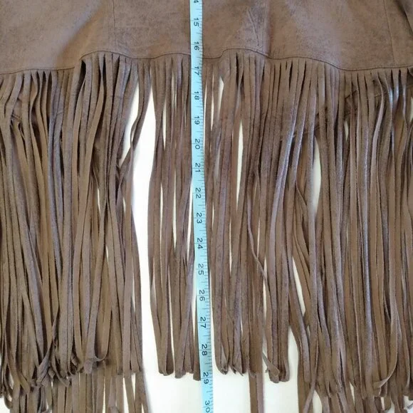 Chicos Jacket Women Size 0/S/4 Brown Faux Suede Fringe Boho Western Festival - Picture 12 of 15